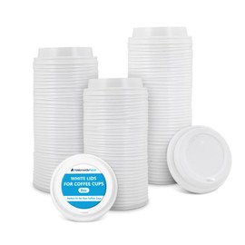 Nationwide Paper White 8oz Plastic Lids for Coffee Cup, Insulated Disposable Coffee Cups Lids for Takeaway Drinks, Leak Proof Lids for Triple Walled Ripple Coffee Cups - 100 Lids