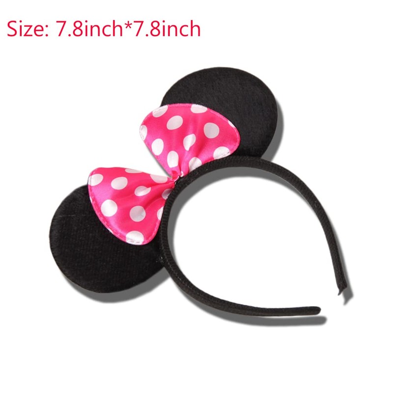 TEBWPIY Mouse Ears Headband with Bow Headband Glitter Cute Mouse
