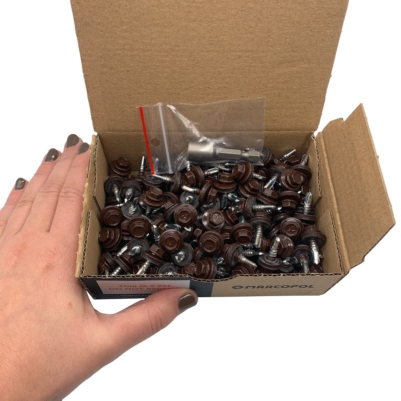 (Pack of 150) Metal Roofing Bolts, 4.8 x 19mm Self