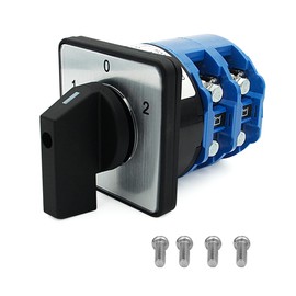 KEYMOO 125A Rotary Changeover Switch, 660V 3 Position 2 Phase 8 Terminals, 2-Way 2NO 2NC Universal Selector Switch with Yellow Fork Terminals 125/D202.2 (125A 8 Terminals)