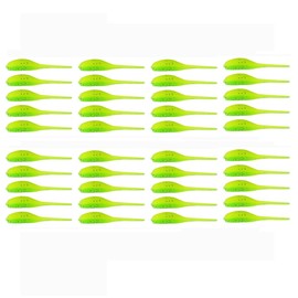 40Pcs Fishing Lures Kit Worm Fishing Soft Plastic Lures Set Fishing Baits Mini Senko Worm for Bass Trout Lure Fishing Saltwater Freshwater with Trackle Box-Yellow-Green