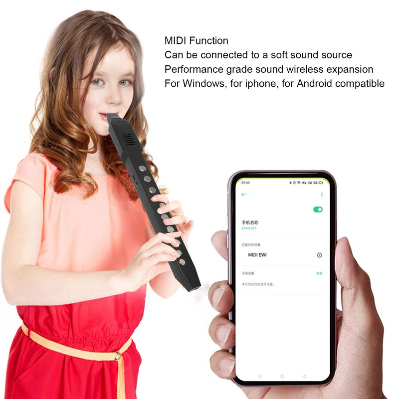 Digital Wind Instrument MIDI Connectivity 10 Tones Rechargeable Mini Electronic