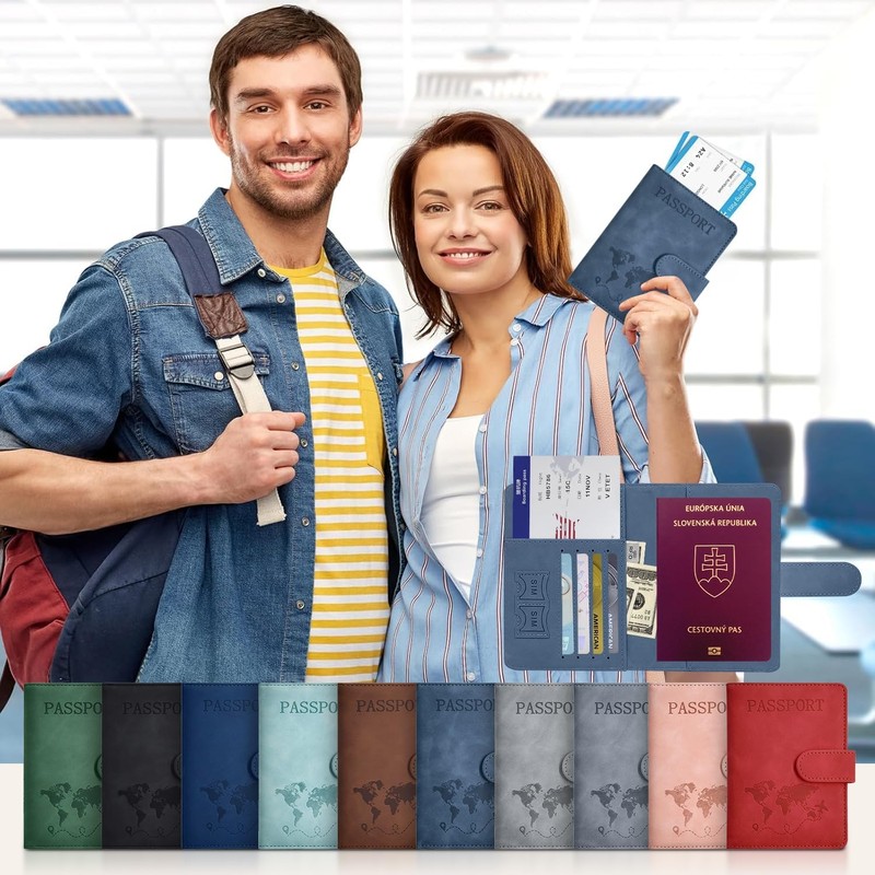 Porta Pasaporte con Bloqueo RFID, Porta Pasaporte y Visa Impermeable,