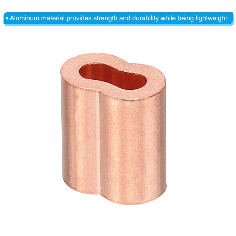PATIKIL 10 Pack 1/8"/3mm Wire Rope Loop Sleeves Copper Double