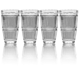 Mikasa Carroll Gate Highball Glass, 11-Ounce, Set of 4