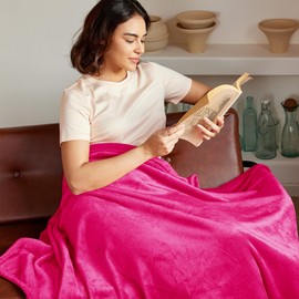 Exclusivo Mezcla Fleece Throw Blanket for Couch, Sofa, 300GSM Super Soft and Warm Blankets, Hot Pink Throw All Season Use, Cozy, Plush, Lightweight, 50x60 Inches