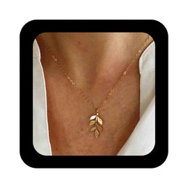 Cimenexe Bohemian Leaf Choker Necklace Gold Metal Leaf Pendant Necklace Small Leaf Plant Collar Necklace Minimalist Leaf Chain Necklace Jewelry for Women
