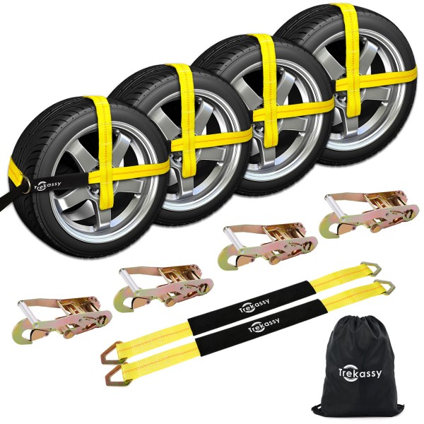 trekassy 4 Pack Car Tie Down Straps Axle Straps for