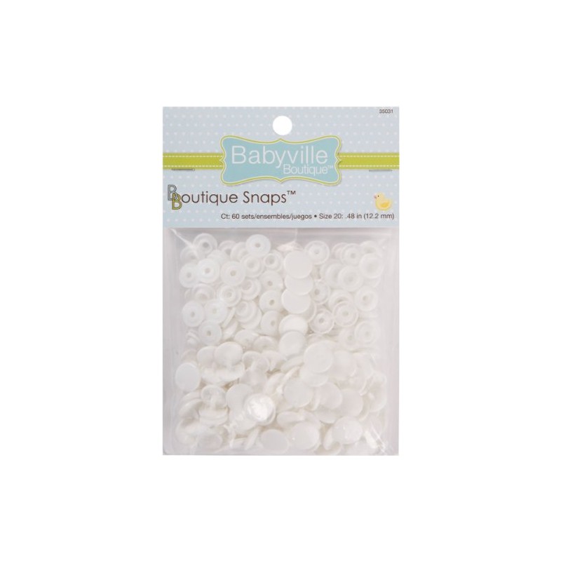 Dritz Babyville Boutique 35031 Snaps, Size 20, White (60-Sets)