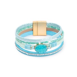 Stocking Stuffers Holiday Outfits for Women 2024 Leather Wrap Bracelet for Women Trendy Boho Cuff Bracelet Multilayer Boho Wrap Bracelet for Teen Girls Christmas Gifts