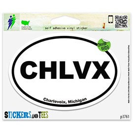 CHLVX Charlevoix Michigan Oval Vinyl Car Bumper Window Sticker 5" x 3"