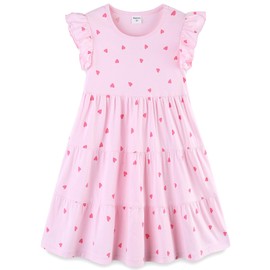 Toddler Girl's Dresses Clothes Summer Valentines Day Outfits Cotton Midi Ruffle Tank Sleeveless Sundress Clothing with Pockets Pink Hearts 4t