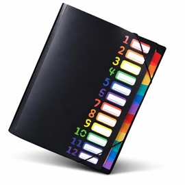 【大量の書類をまとめて収納】 fogman ドキュメントファイル A4 12インデックス 24ポケット 防水 薄型 ブラック (ブラック)