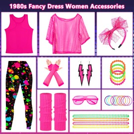 Vautvis 80s 90s Women's Retro Tracksuit Costume 1980s Clothing Costume Accessories Clothes, pink