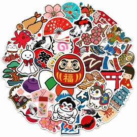 Japanese Traditional Culture Stickers, 50 Pcs Vinyl Waterproof Japan Travel Decal for Laptop Water Bottle Phone Car Window Bike Motorcycle Stakeboard Scrapbook