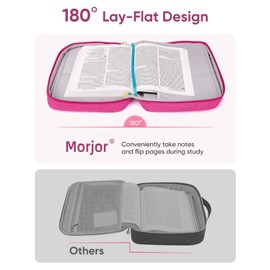 Morjor Bible Cover Case for Women, Durable Bible Carrying Case with Handles and Zippered Pocket, Fits Standard Bibles, Magenta (75 Extra Bible Tabs)