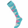 Mysocks Unisex Knee High Long Socks Argyle Mint Base Pink