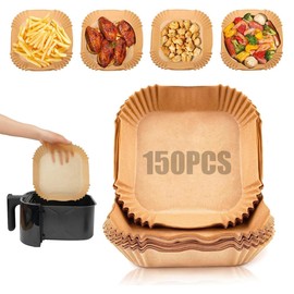 150 Sheets Non-Fryer Disposable Air Fryer Paper Tempura Sheet Square Inner Diameter 6.3 inches (16 cm) Heat Resistant 3-8L Applicable Disposable Oilproof Paper Water Resistant Compatible Air Fryer