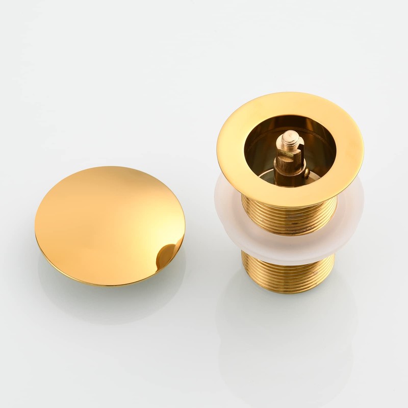 Cienica Bathroom Drain,Brass Drain,Drain Stopper Pop-Up,Drain Without Overflow,Gold,BW03J-1