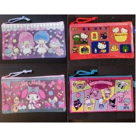 Ellon Little Twin Stars Glitter PVC Zipper Pouch Pen Pencil Holder Bill File Document Toiletry Travel Accessories Pouch Multipurpose A6 Flat Case with Mesh