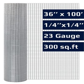 Trenk Hardware Cloth 1/4 inch Mesh 36in. x 100ft. 23 Gauge - Chicken Wire Mesh Fence Roll Welded Wire Fencing Mesh & Wire Cloth Gopher Wire