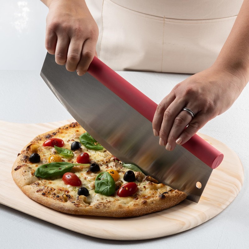 Fantes Rocking Pizza Cutter, Stainless Steel with Blade Guard and