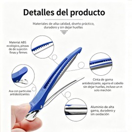 Set de 6 Piezas Pinzas para Cabello,Clips de Pico para Cabello Antideslizantes sin Daños,Fáciles de Usar,Ideal para Cortes de Pelo,Coloración,Maquillaje y Cuidado del Cabello,para Salón y Hogar