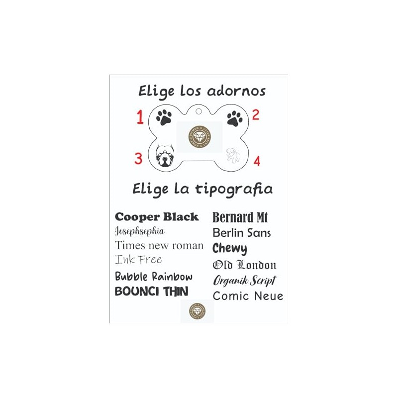 Placa De Identificacion Personalizada Para Perros (M, Plateado)