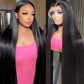 Arsola 34 Inch 13x6 Lace Front Wigs Human Hair 180 Density Straight Human Hair Wigs Pre Plucked 13x6 HD Frontal Lace Straight Glueless Wigs For Women