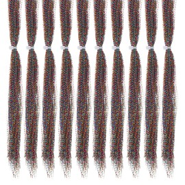 PATIKIL Crystal Flash Fly Fishing Line, 10 Pack Sparkle Fly Tying Material Kit Holographic Dry Flies Thread Supplies for Making Fishing Hook Lure Flies, Colorful