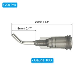 PATIKIL Blunt Tip Dispensing Needles with Bent Blunt Needle, 200 Pcs 0.5 Inch 16G Industrial Liquid Dispenser Needle with Lure Lock for Refilling Liquid Ink