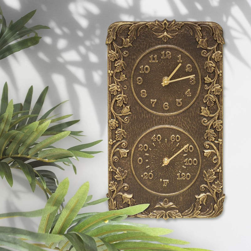 Whitehall Products Acanthus Combo Clock, French Bronze