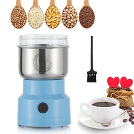 Moongiantgo Multifunction Smash Machine Spice Coffee Grinder Portable 10s Fast Grinding Electric Dry Grain Mill for Spices Cereals Seasonings, Valentines Day Gift (Blue, 110V)