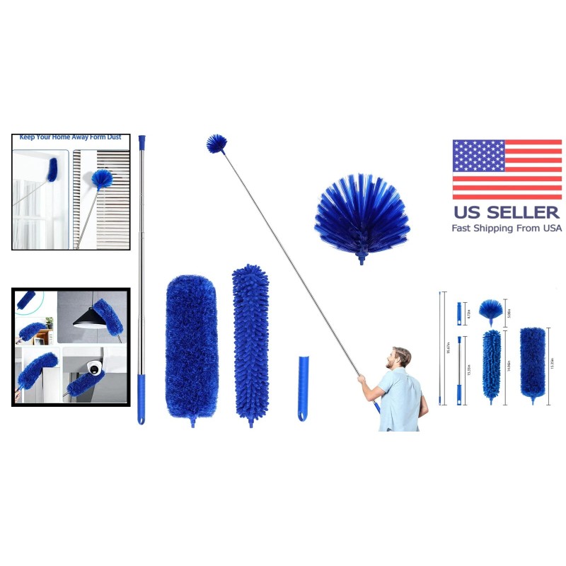 Luxury Telescopic Microfiber Duster Set - 15-100 Inch Extendable Cleaning