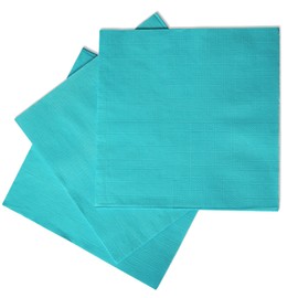 Stxy's 3ply Teal Napkins Disposable with (Non-Toxic Ink) Beverage Turquoise napkins Aqua Blue Paper Cocktail Napkin set (60ct) 5" x 5"