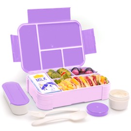 IJIAMY Children's Lunch Box, Leak-Proof Lunch Box with Compartments, Bento Box, Lunch Box for Girls and Boys, Snack Box, Perfect for School, Nursery & Trips (Purple)