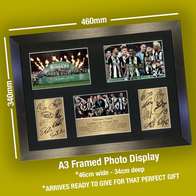 Newcastle Carabao Cup Winners 2025 Limited Edition Reproduction Autograph Poster