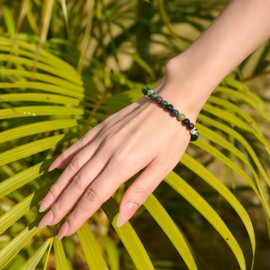 Bivei Pearl Bracelet for Women 6 mm Semi-Precious Stone Stretchy Elastic Jewellery Yoga Gifts, Stone, No gemstone