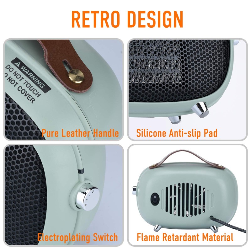 Space Heater, Teioe Mini Electric Space Heater 800W/400W, Small PTC