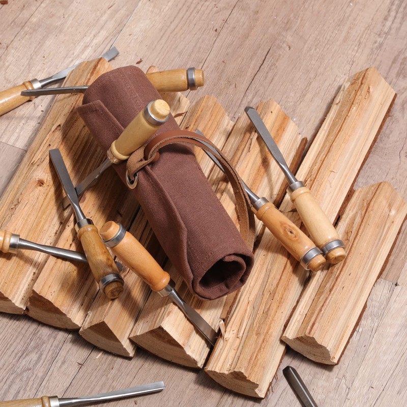 Stapable Tool Bag, 16 oz Waxed Canvas Tool Roll Bag,