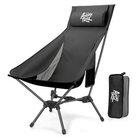 AuroraTrail High Back Folding Camping Chair with Pillow – Lightweight Portable Outdoor Chair with Cup Holder & Carry Bag, Sturdy Aluminum Frame Supports up to 374 lb for Camping, Hiking & Festivals