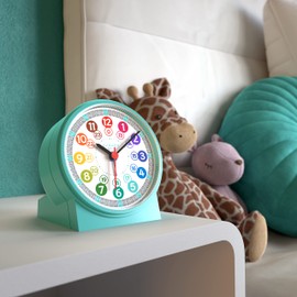 Cander Berlin MNU 1009 T Children's Alarm Clock Silent Turquoise Light Snooze Table Clock Lighting Children's Room Boys Girls