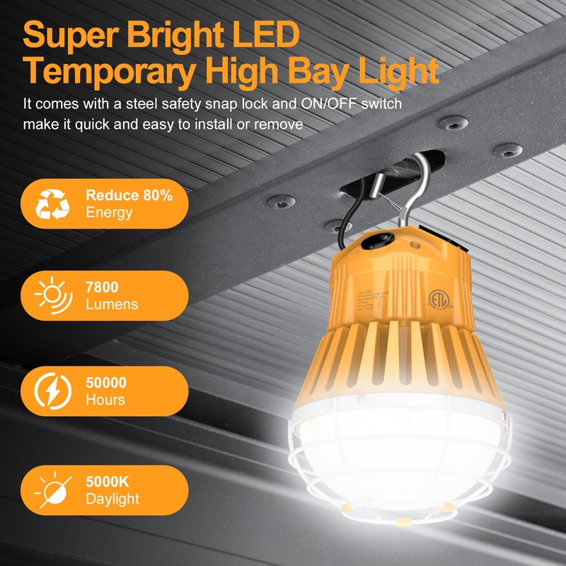 LED Construction Lights, Adjustable 60W/48W/36W Work Lights 5700K/5000K/4500K, AC100-277V -