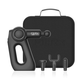 FitRx Handheld Therapeutic Percussion Massage Gun with 5 Speed Settings, 3 Arm Angles, and 4 Swappable Heads for Premium Back & Muscle Relief