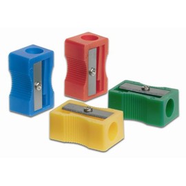 Swordfish 40259 Single Hole Wedge Pencil Sharpeners for 8mm Pencils (Box of 50), Yellow,Blue,Green,Red