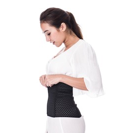 HrGlass Training Best Breathable Mesh Waist Trainer and Comfortable Waist Cincher (Medium, Black)