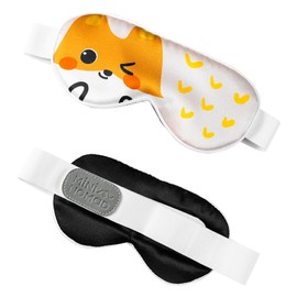 Mini Nomad 100% Silk Sleep Mask for Baby, Extra Wide Adjustable Velcro Strap, 100% Block Light, Travel Essential for Flight and Roadtrip. Cute Soft Breathable Kids Eye Masks for Sleep Aids (Apricot, X-Small)