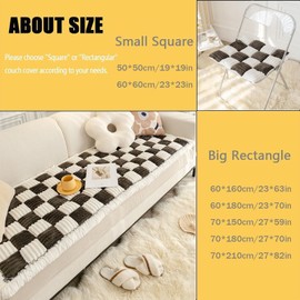 DACHUI Fuzzy Dog Couch Cover Protector, Cotton Cream-Coloured Large Plaid Square Pet Mat Bed Couch Cover, Comfortable Washable Pet Couch Cover for Dogs and Cats (Black, 19.7x19.7 Inch)