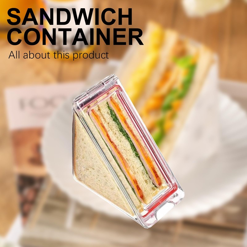 LFCFBH 2 PCS Transparent Sandwich Container, Reusable Triangle Sandwich Container