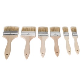 ETERNA 6-Pack Paint Brush Natural Bristles Wooden Handle Flat Brushes Set of 1 inch/ 2 inch/ 3 inch for Painting, Glue, Oil, Acrylic, Stain